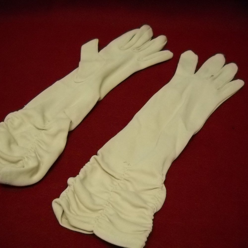 Women Cream Gloves Cotton Blend Lace Dressy Elbow Length